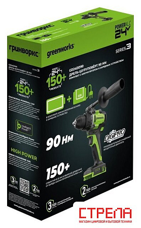 Дрель-шуруповерт Greenworks GD24DD90 3707507CUD (с 2-мя АКБ)