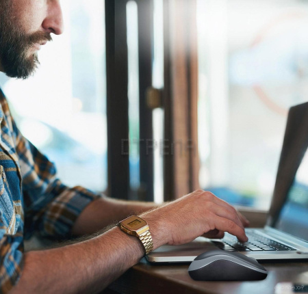 Мышь Logitech M185 (черный/синий)