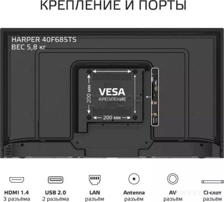 Телевизор HARPER 40F685TS