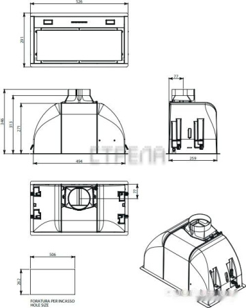 Кухонная вытяжка Falmec Burano 50 600 м3/ч (черный)