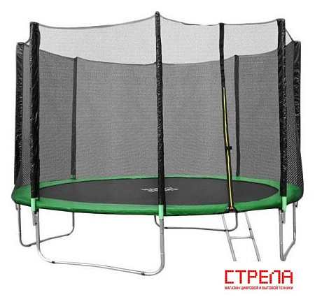 Батут Happy Jump 12ft Pro 374 см с внешней сеткой и лестницей