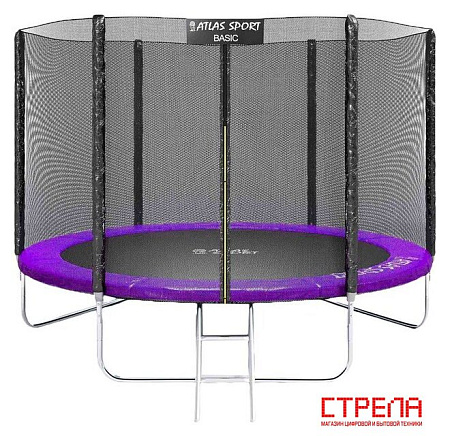 Батут Atlas Sport 252 см - 8ft Basic (с лестницей, внешняя сетка, сливовый)