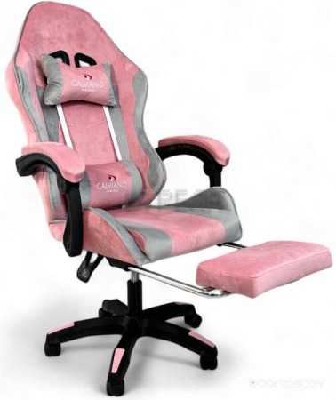 Игровое (геймерское) кресло Calviano 1583 (серо-розовый велюр)