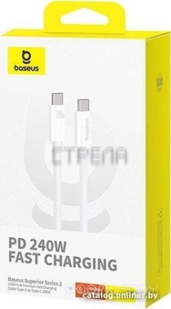 Кабель Baseus Superior Series 2 USB4 Full-Function Fast Charging Cable 240W USB Type-C - USB Type-C (1 м, белый)