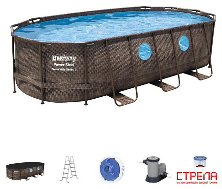 Каркасный бассейн Bestway Power Steel Камень 56716 (549x274x122)