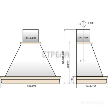 Кухонная вытяжка Elikor Вилла Валенсия 60П-650-П3Л белый/дуб неокр (840918-1)