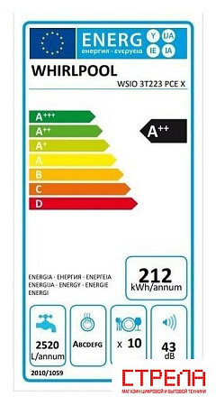 Встраиваемая посудомоечная машина Whirlpool WSIO 3T223 PCE X