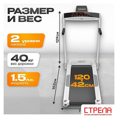 Электрическая беговая дорожка Sundays Middle Line S02 (белый)