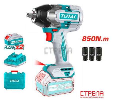 Гайковерт Total TIWLI2085 (с 2-мя АКБ, кейс)