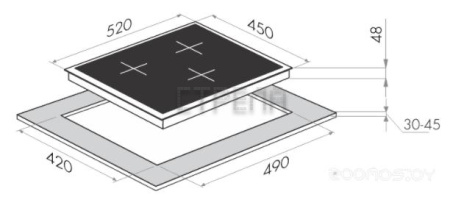 Варочная панель Maunfeld MVI45.3HZ.3BT BK