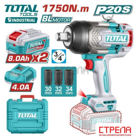 Гайковерт Total TIWLI20175 (с 2-мя АКБ, кейс)