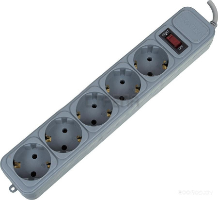 Сетевой фильтр PC PET 5 розеток, серый, 1.8 м [AP01006-1.8-GR]