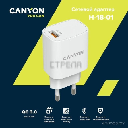 Сетевое зарядное Canyon CNE-CHA18W