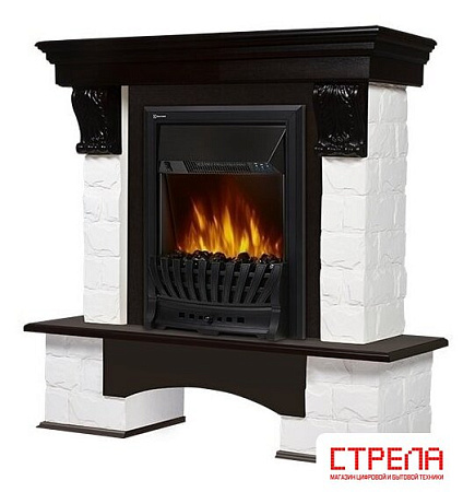 Портал Firelight Forte Classic (камень белый/шпон темный дуб)