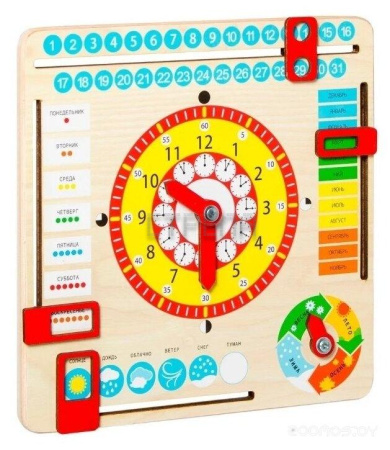 Развивающая игрушка Мастер Вуд Часы и календарь KD2