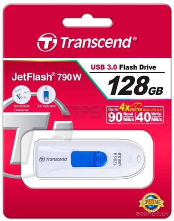 USB Flash Transcend JetFlash 790 128Gb (White) (TS128GJF790W)