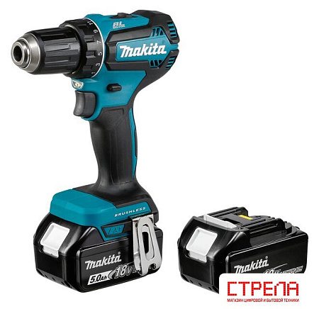Дрель-шуруповерт Makita DDF485RTJ (с 2-мя АКБ 5.0 Ач, кейс)