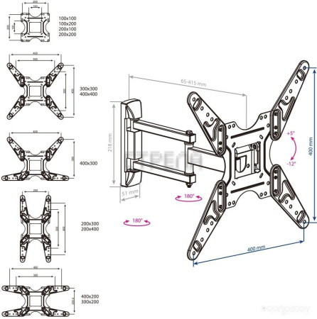 Кронштейн Kromax OPTIMA-414 (черный)