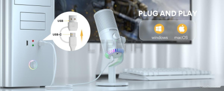 Проводной микрофон Maono DM30 (белый)