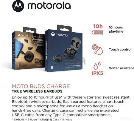 Наушники Motorola Moto Buds Charge (черный)