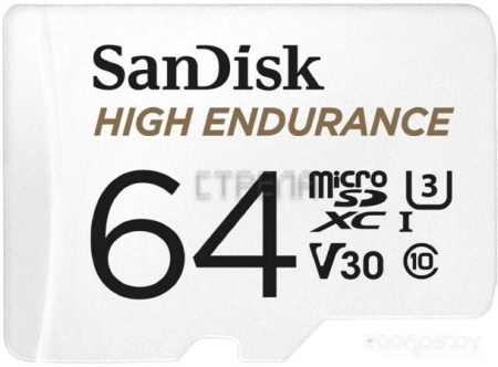 Карта памяти SanDisk High Endurance microSDXC SDSQQNR-064G-GN6IA 64GB (с адаптером)