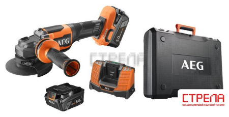 Угловая шлифмашина AEG Powertools BEWS 18-125BLPX2-502C 4935480858 (с 2-мя АКБ)
