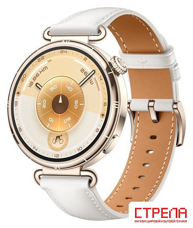 Умные часы Huawei Watch GT 6 41 мм (золотистый, с белым кожаным ремешком, международная версия)