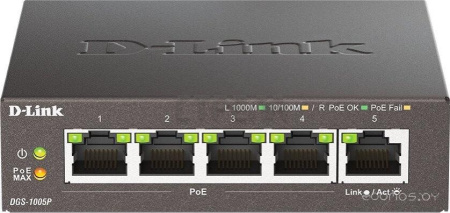 Неуправляемый коммутатор D-LINK DGS-1005P/B3A