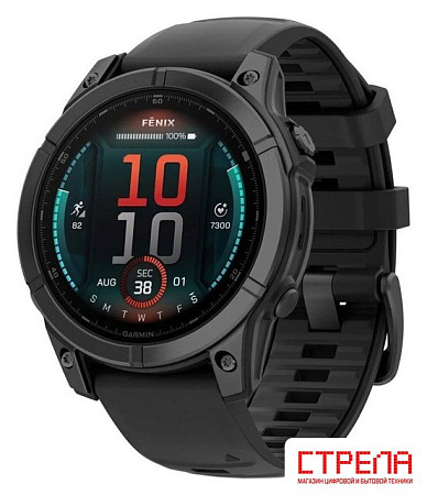 Умные часы Garmin Fenix E 47мм (серая сталь, черный силиконовый ремешок)