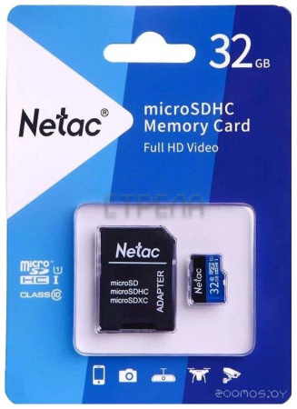 Карта памяти Netac P500 Standard 64GB NT02P500STN-064G-R + адаптер