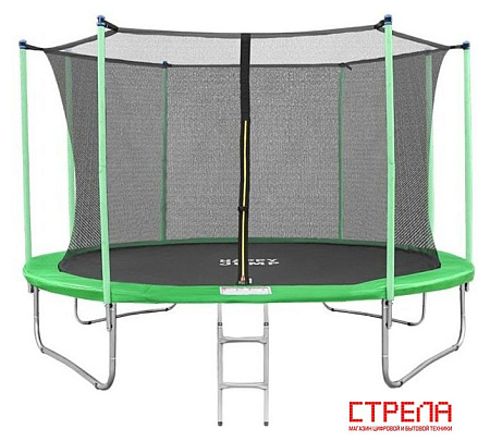 Батут Happy Jump 12ft-i Pro 374 см с внутренней сеткой и лестницей