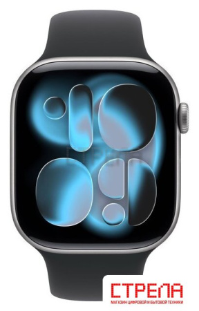 Умные часы Apple Watch Series 11 46 мм (алюминиевый корпус, космический серый/черный, спортивный силиконовый ремешок M/L)