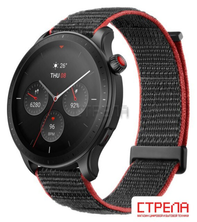 Умные часы Amazfit GTR 4 (серый, с черным нейлоновым ремешком)