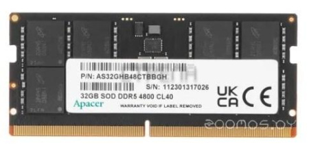 Оперативная память Apacer 32ГБ DDR5 SODIMM 4800 МГц AS32GHB48CTBBGH