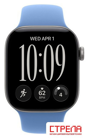 Умные часы Apple Watch Series 12 42 мм (алюминиевый корпус, серый космос/синий, спортивный силиконовый ремешок S/M)