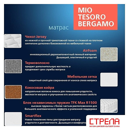 Матрас Mio Tesoro Bergamo 160x200 (джерси трикотаж)