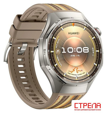 Умные часы Huawei Watch GT 6 Pro 46 мм (серебристый, с коричневым плетеным ремешком, международная версия)