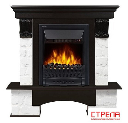 Портал Firelight Forte Classic (камень белый/шпон темный дуб)