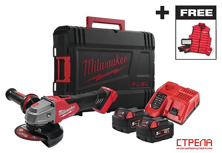 Угловая шлифмашина Milwaukee FSAG125XBMC-502X 4933499453 (с 2-мя АКБ, кейс)