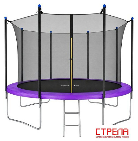 Батут GoUP Elite-D374 (с сеткой и лестницей, фиолетовый)