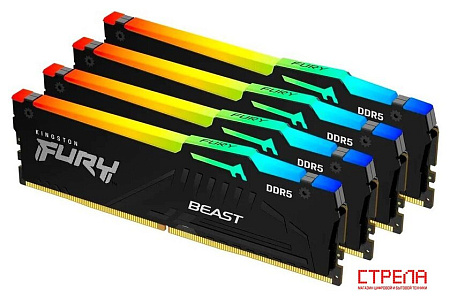 Оперативная память Kingston FURY Beast RGB 4x32ГБ DDR5 5200 МГц KF552C40BBAK4-128
