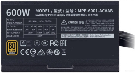 Блок питания Cooler Master MWE 600 Bronze V2 MPE-6001-ACAAB-EU