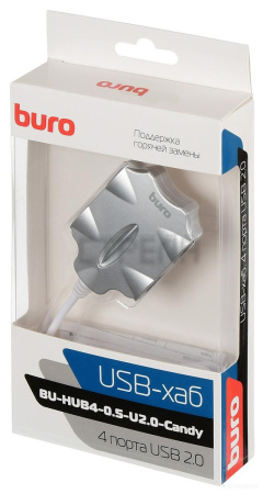 USB-хаб Buro BU-HUB4-0.5-U2.0-Candy