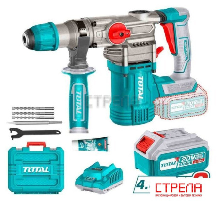 Перфоратор Total TRHLI202882 (с 2-мя АКБ, кейс, набор оснастки)