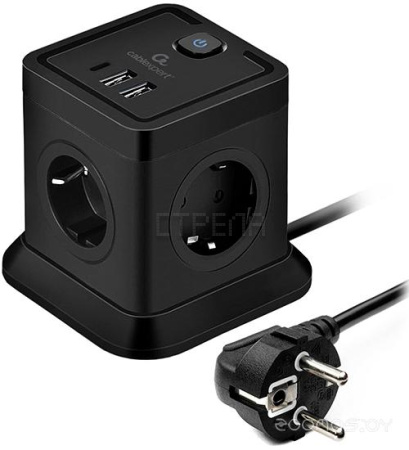 Сетевой фильтр Cablexpert TWR-4-CU2-B-2 Черный