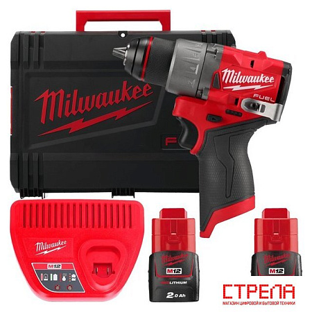 Дрель-шуруповерт Milwaukee M12 FUEL M12FDD2-202X 4933479873 (с 2-мя АКБ 2 Ач, кейс)