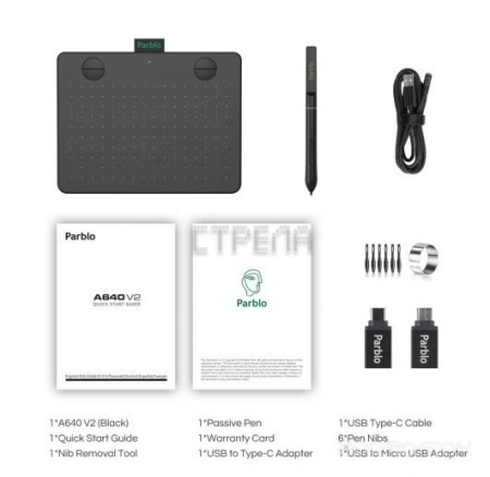 Графический планшет Parblo A640 V2 (черный)