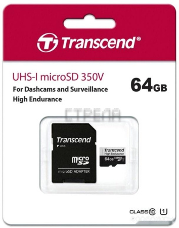 Карта памяти Transcend microSDXC TS64GUSD350V 64GB (с адаптером)