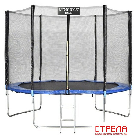Батут Atlas Sport 312 см - 10ft Basic (с лестницей, внешняя сетка, синий)
