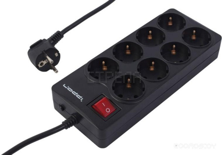 Сетевой фильтр IPPON 8 розеток, черный, 3 м (BK-238)